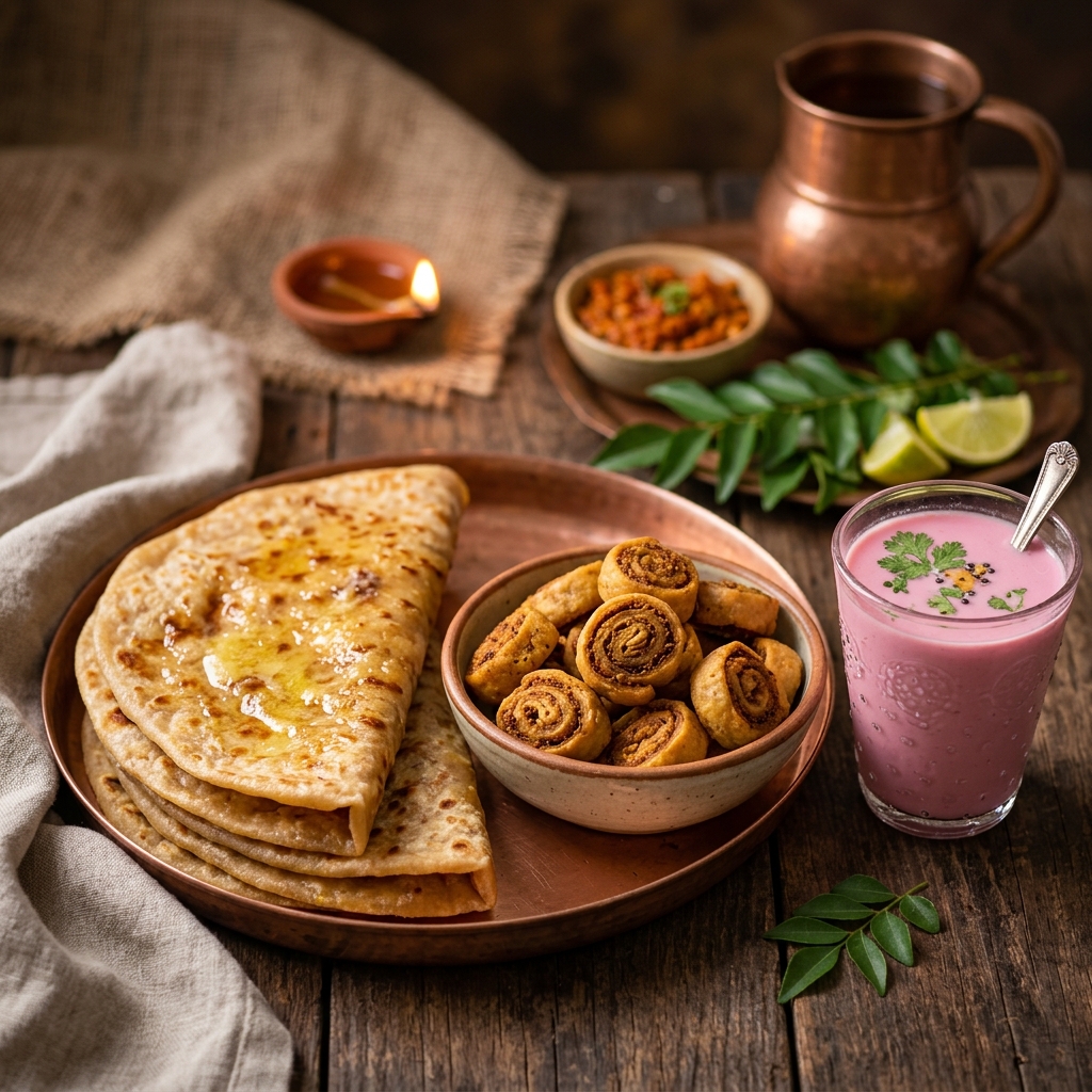 Maharashtra Regional Sweets - Puneri Bakarwadi and Puran Poli